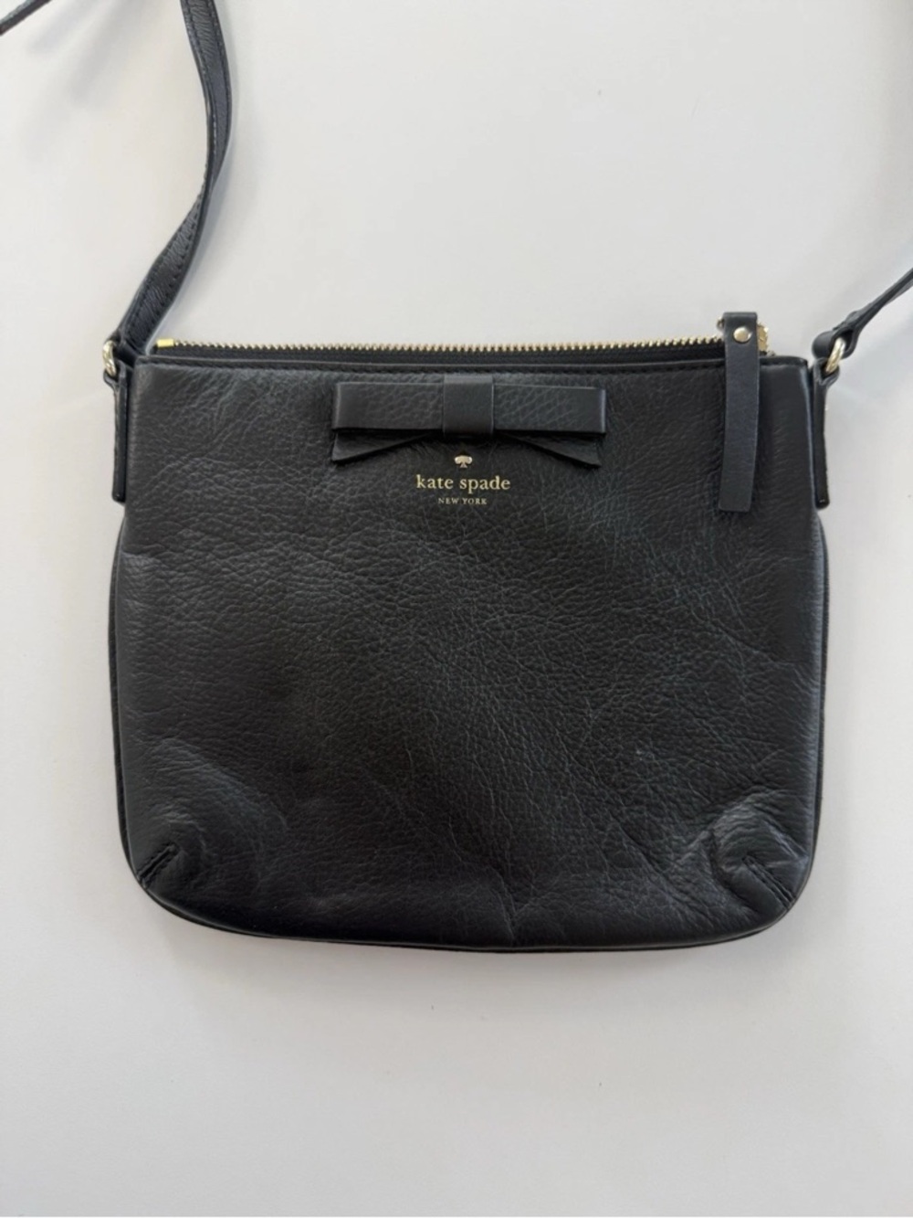 Kate Spade New York North Court Bow Tenley Black 100% Leather Cross Body Purse